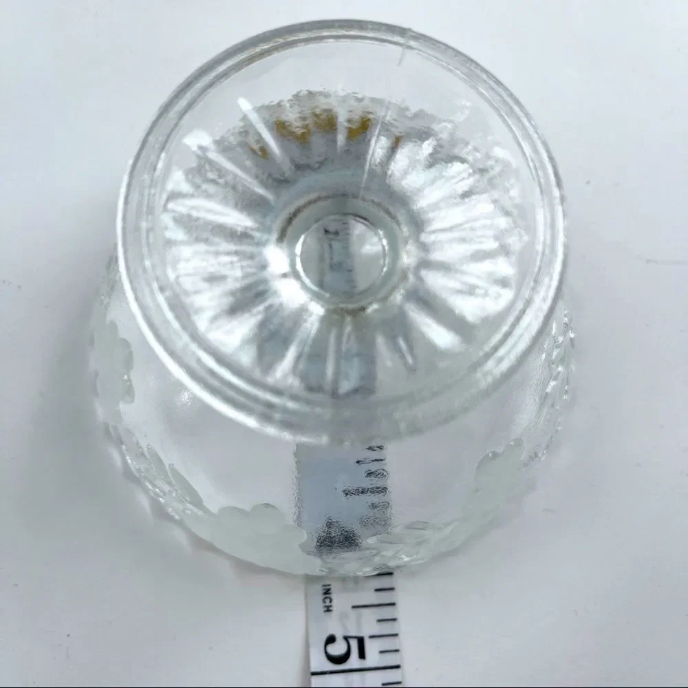 Vintage Dessert Footed Pressed Glass Bowls • Raised Frosted Daisy Pattern • (2)